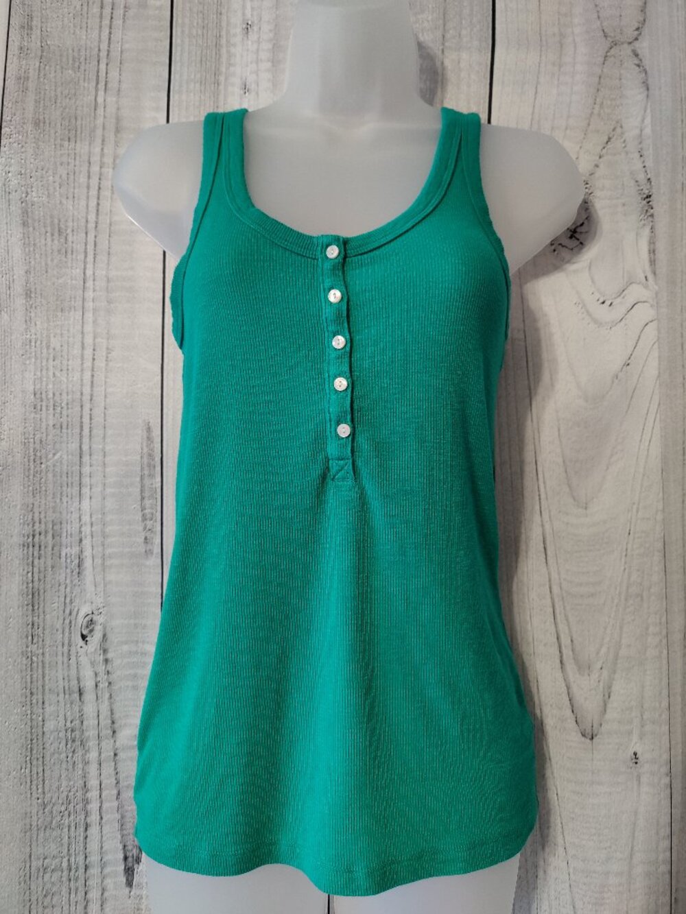 Aerie Real Soft Kelly Green Racerback Henley Tank